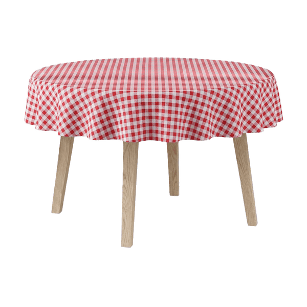 Runde Tischdecke aus Baumwolle - Red check - D1022¨