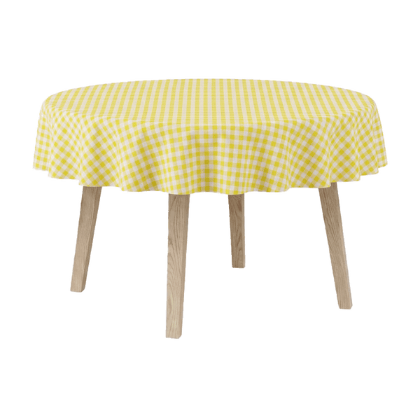 Runde Tischdecke aus Baumwolle - Yellow check - D1023¨